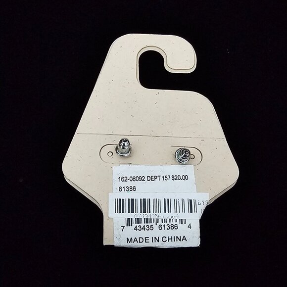 NorthCrest Classic New Silver Tone Filagree Round Rhinestone Stud Earrings - Picture 3 of 4